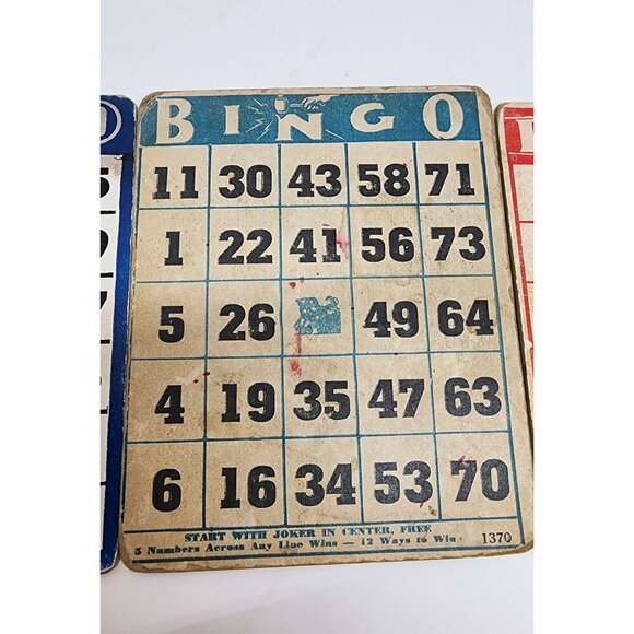 Vintage Bingo Cards Set Of 3 -Collectible Game Accessories - Picture 11 of 14